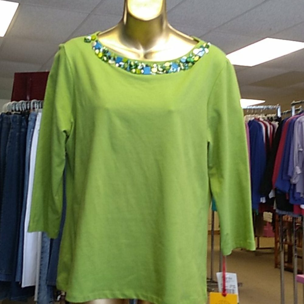 Ruby Rd green  large    3/4 sleeve  low down tshir